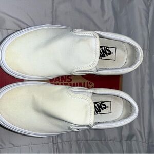 Vans Classic White Canvas Slip-Ons
